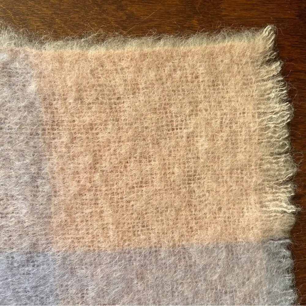 Donegal Design Mohair & Wool Blanket in a Dreamy Pastel Plaid, Made in Ireland